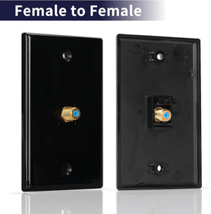 Black coaxial wall plate with female-to-female coupler