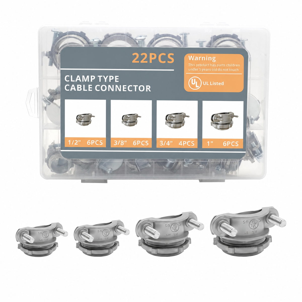 MAKERELE clamp type cable connector assortment, 22-piece box