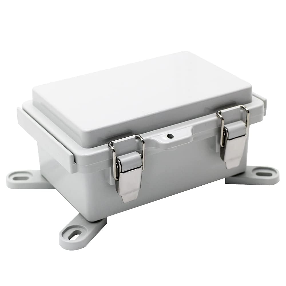MAKERELE MTY grey metal-latch enclosure, 150 x 100 x 70 mm, external mounting bracket view