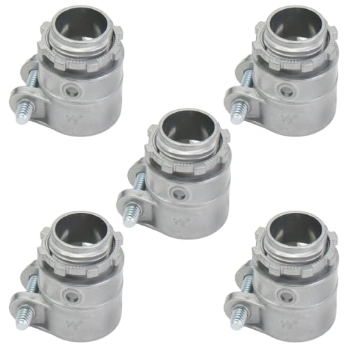 MAKERELE 1/2 in straight squeeze connector for flexible metal conduit, 5-pack