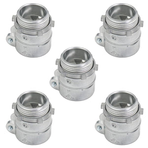 MAKERELE 1 in straight squeeze connector for flexible metal conduit, 5-pack