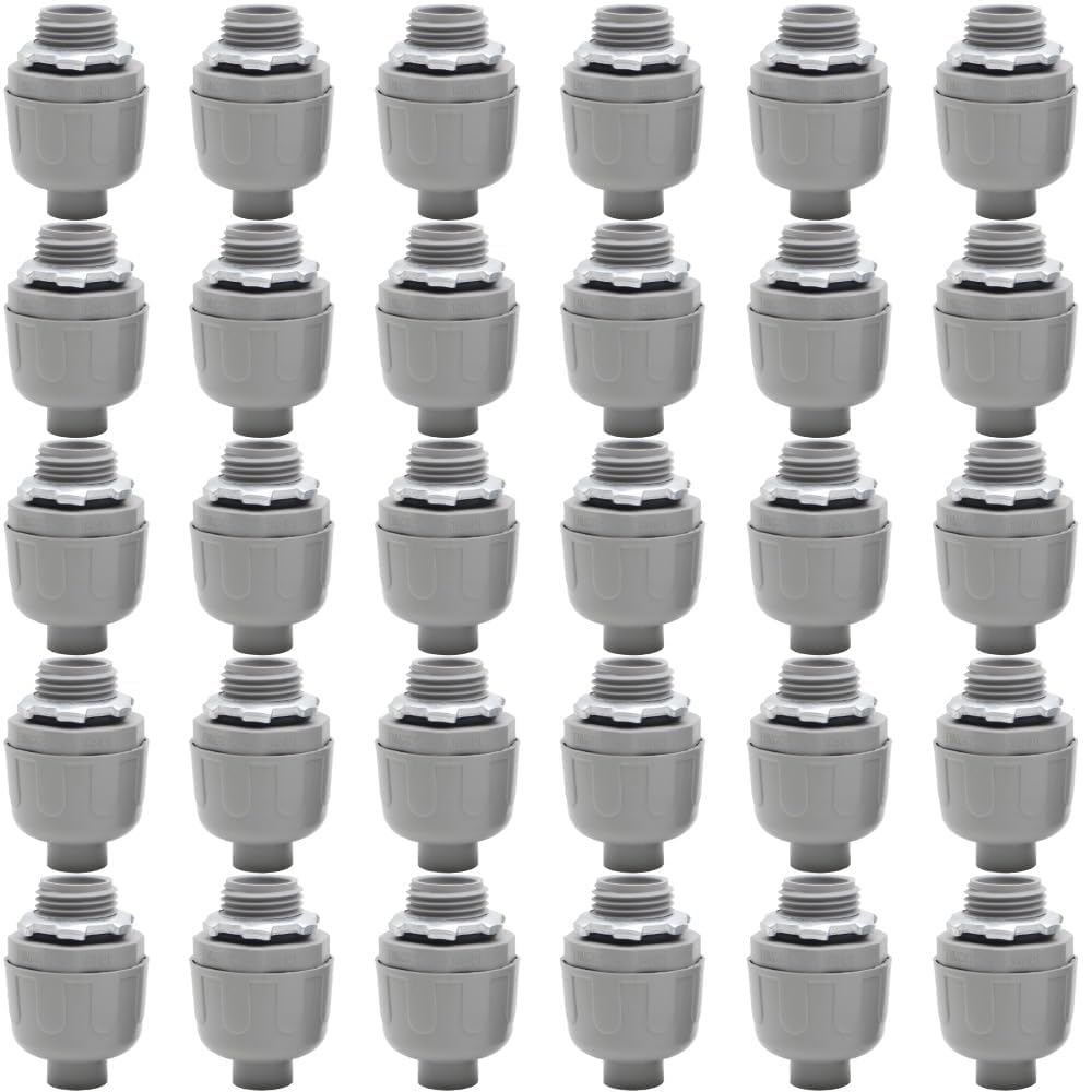 MAKERELE 1/2 inch straight PVC liquid tight conduit connectors, 30 pack