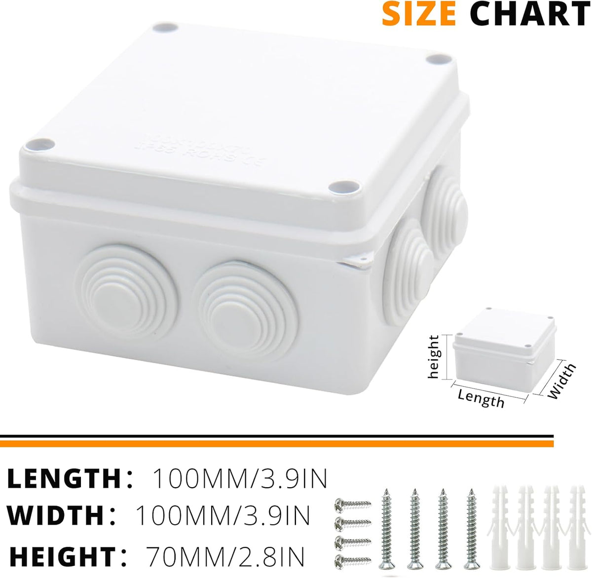 MAKERELE HR-RT 100 x 100 x 70 mm junction box size chart
