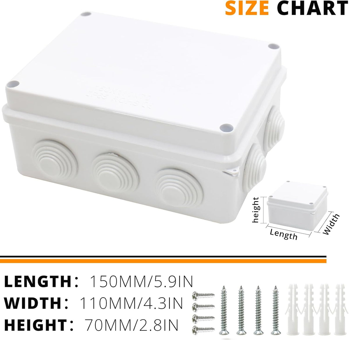 MAKERELE HR-RT 150 x 110 x 70 mm junction box size chart