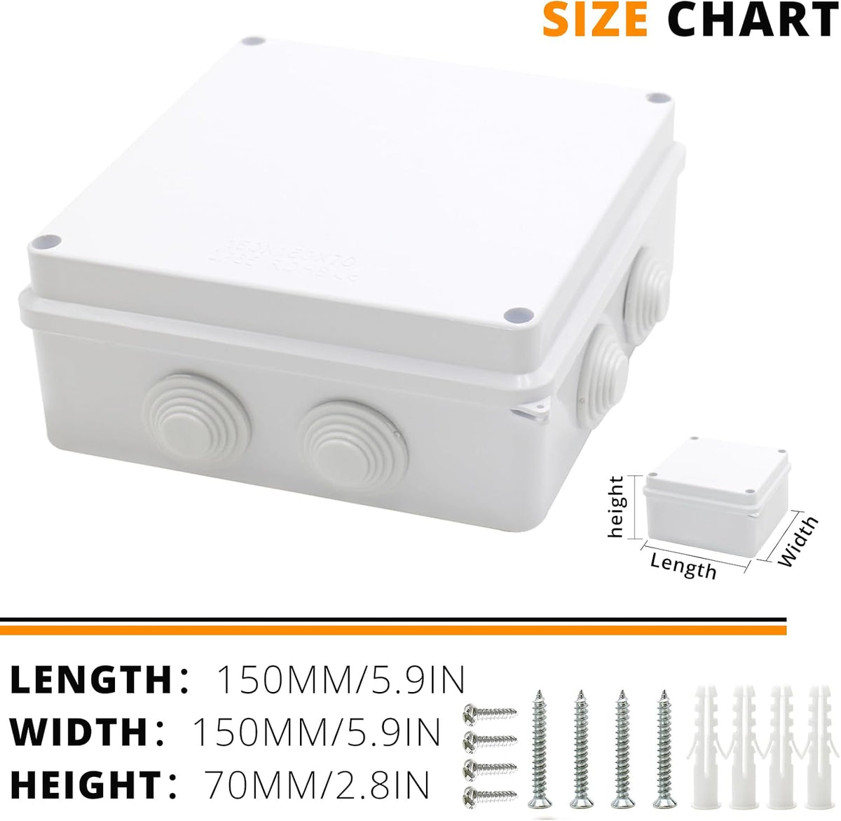 MAKERELE HR-RT 150 x 150 x 70 mm junction box size chart