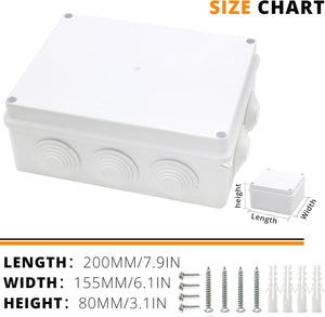 MAKERELE HR-RT 200 x 155 x 80 mm junction box size chart