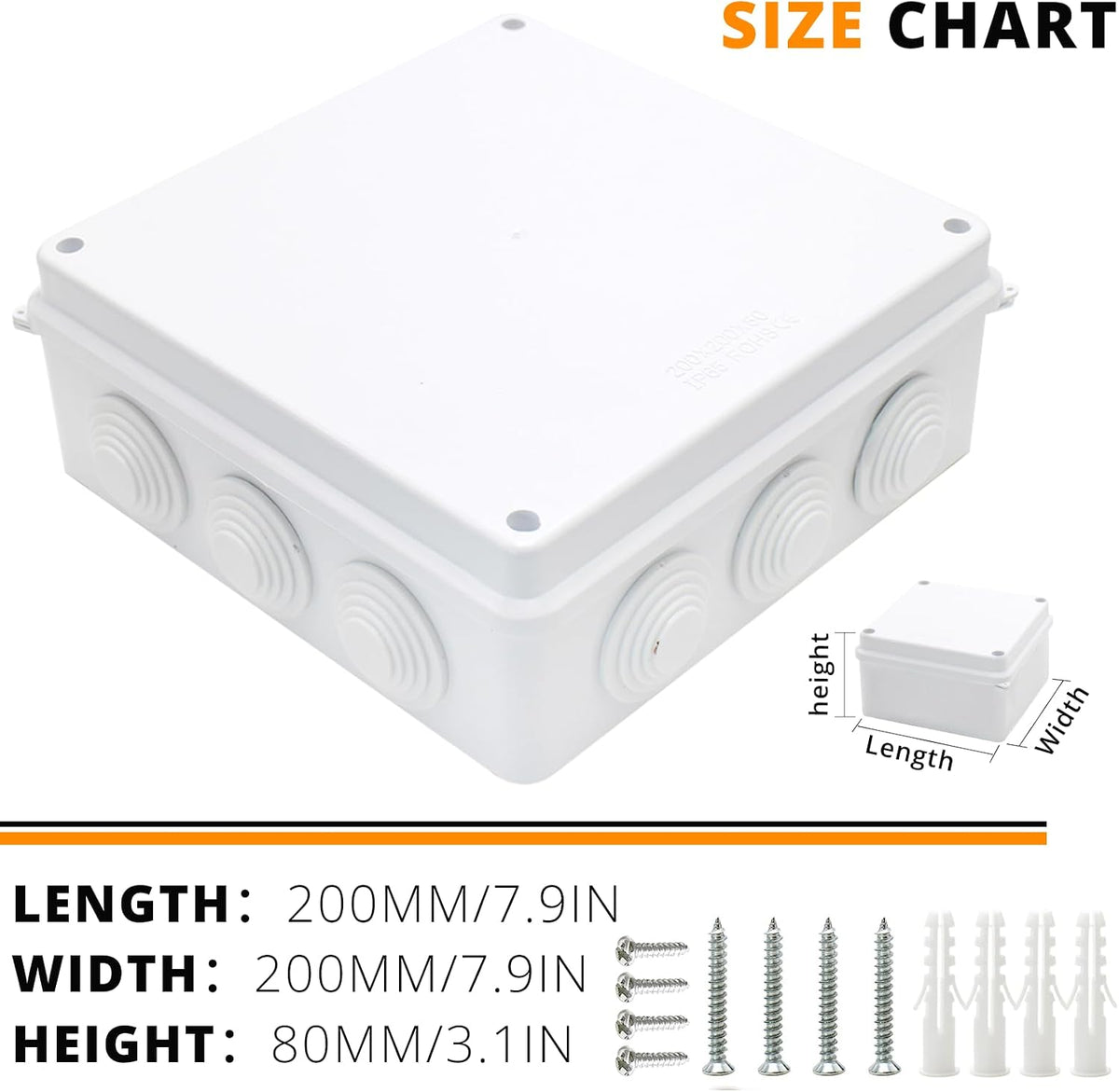 MAKERELE HR-RT 200 x 200 x 80 mm junction box size chart