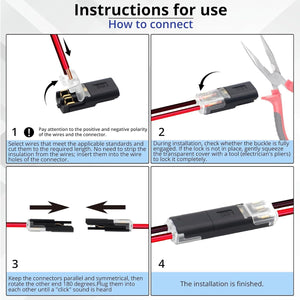 Low voltage quick connect wire connector installation steps