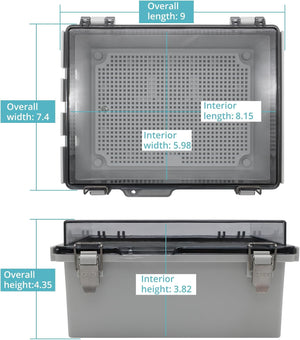 Wide transparent cord connection enclosure dimensions