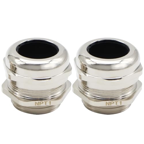 MAKERELE NPT 1 inch nickel-plated brass cable glands 2-pack
