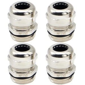 MAKERELE NPT 1/2 inch nickel-plated brass cable glands 4-pack