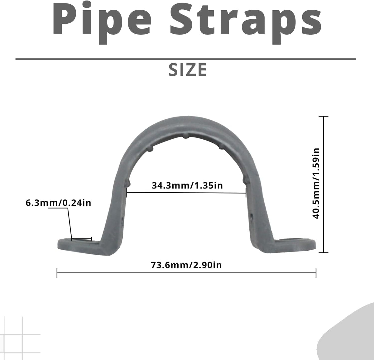 MAKERELE 1 inch PVC two-hole conduit strap dimensional diagram