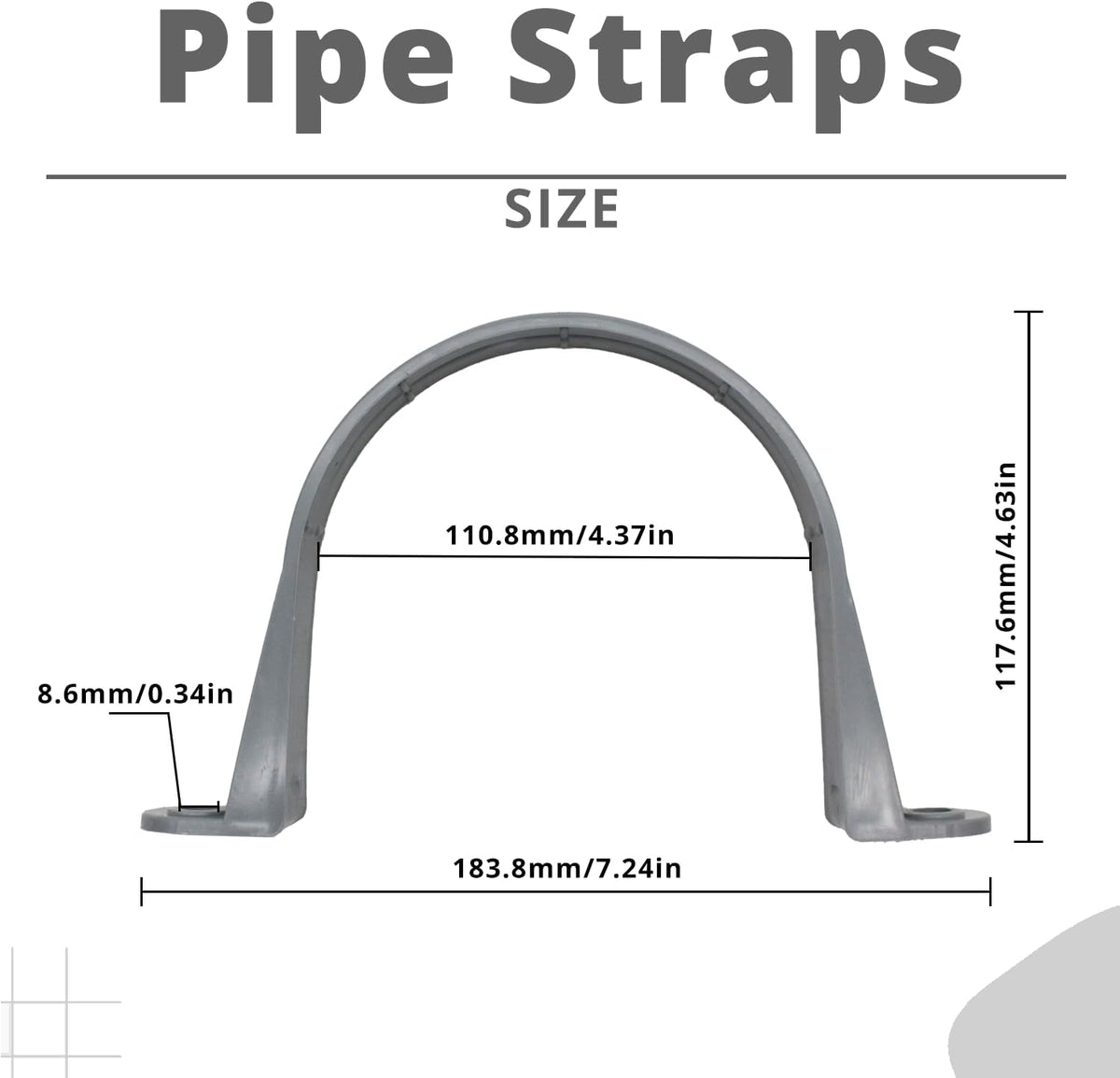 MAKERELE 4 inch PVC two-hole conduit strap dimensional diagram