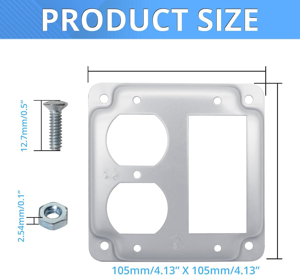 4-inch square duplex and decorator raised cover dimensions