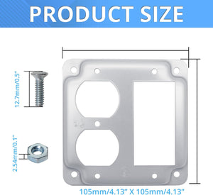4-inch square duplex and decorator raised cover dimensions