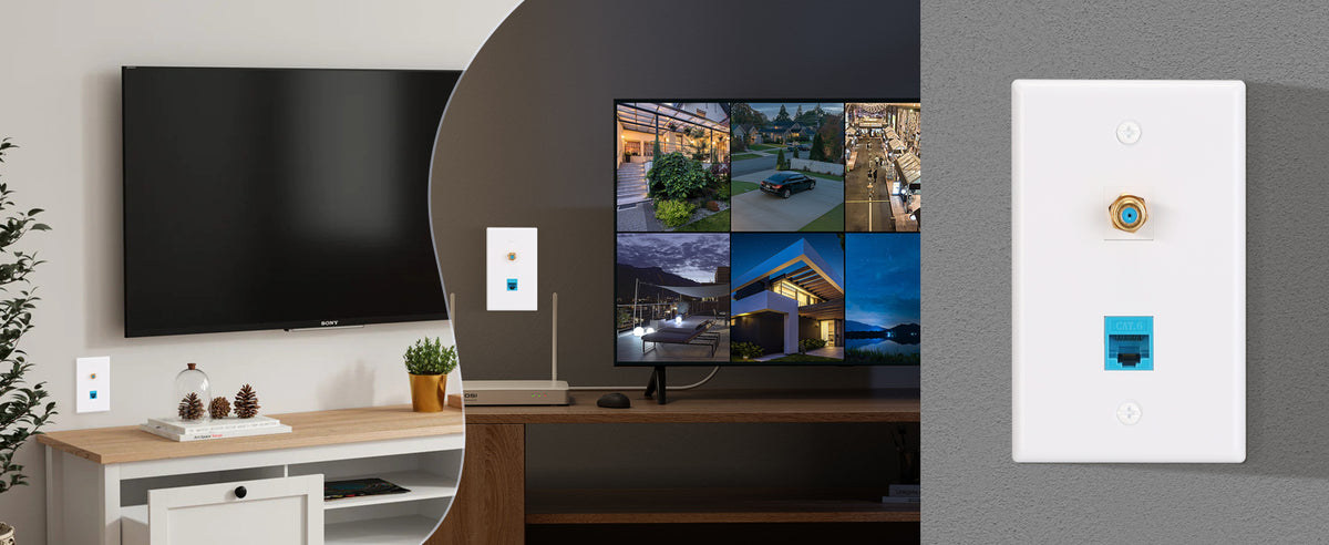 RJ45 and coaxial wall plate in a home media application