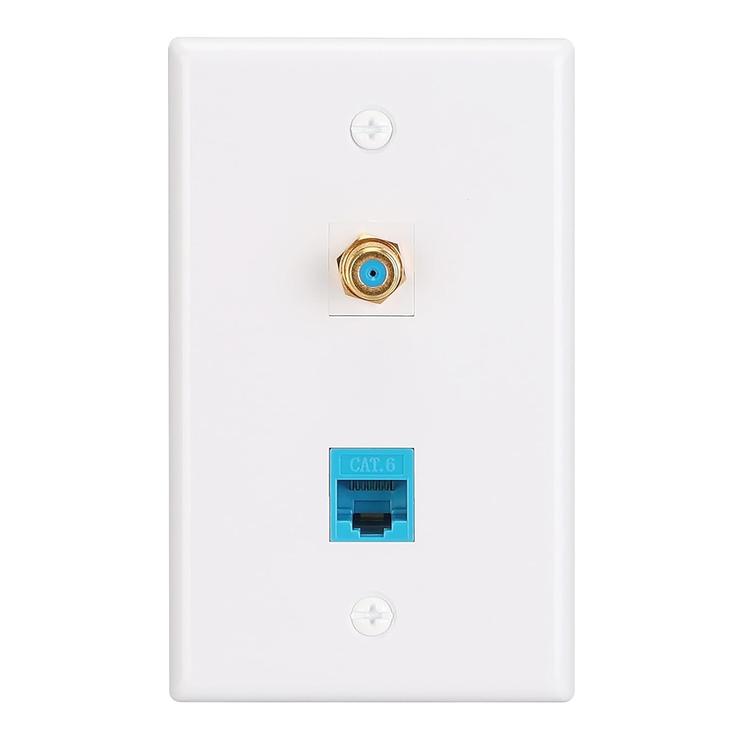 MAKERELE wall plate with one RJ45 port and one coaxial port