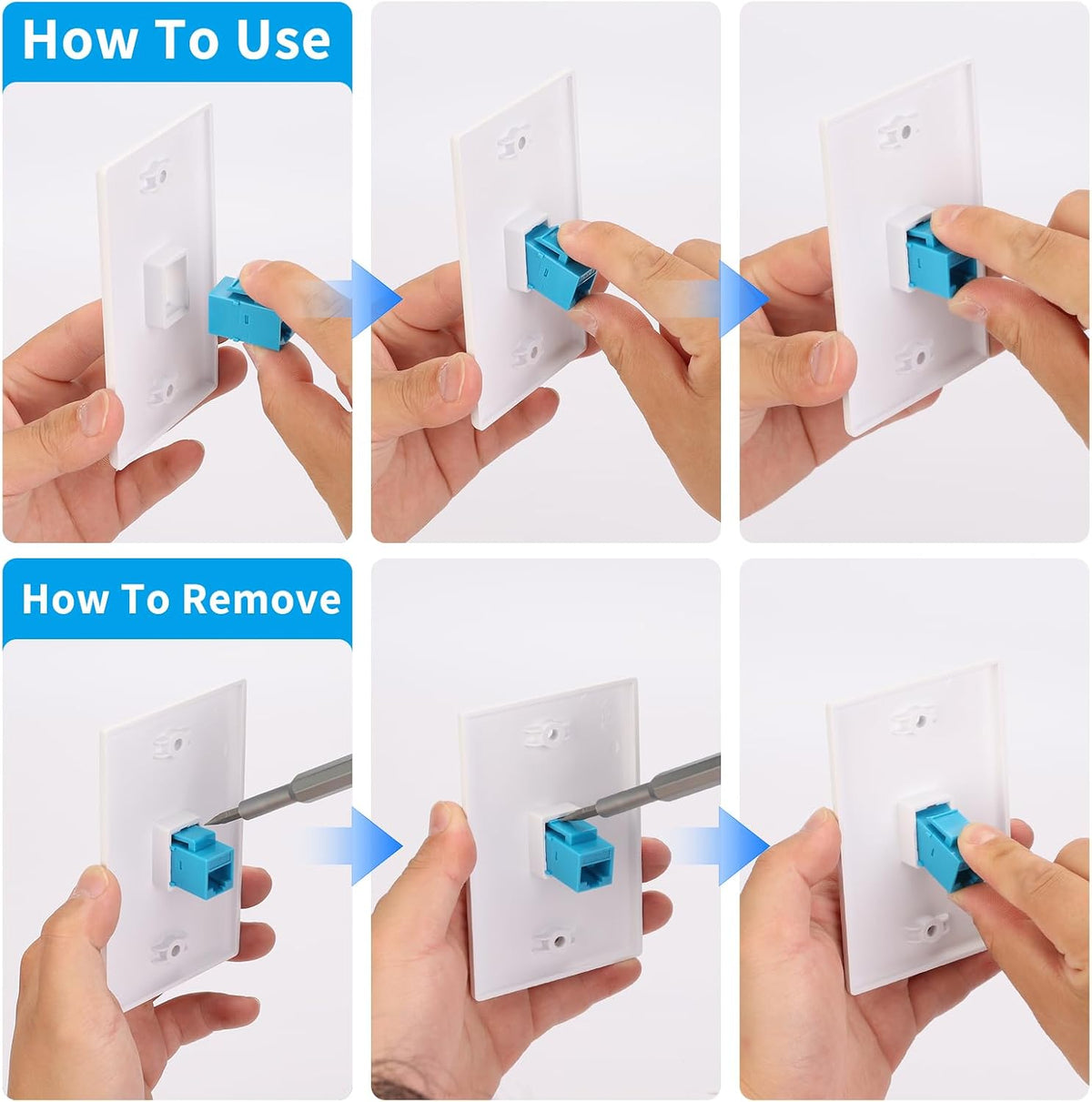 Installing and removing the RJ45 keystone coupler