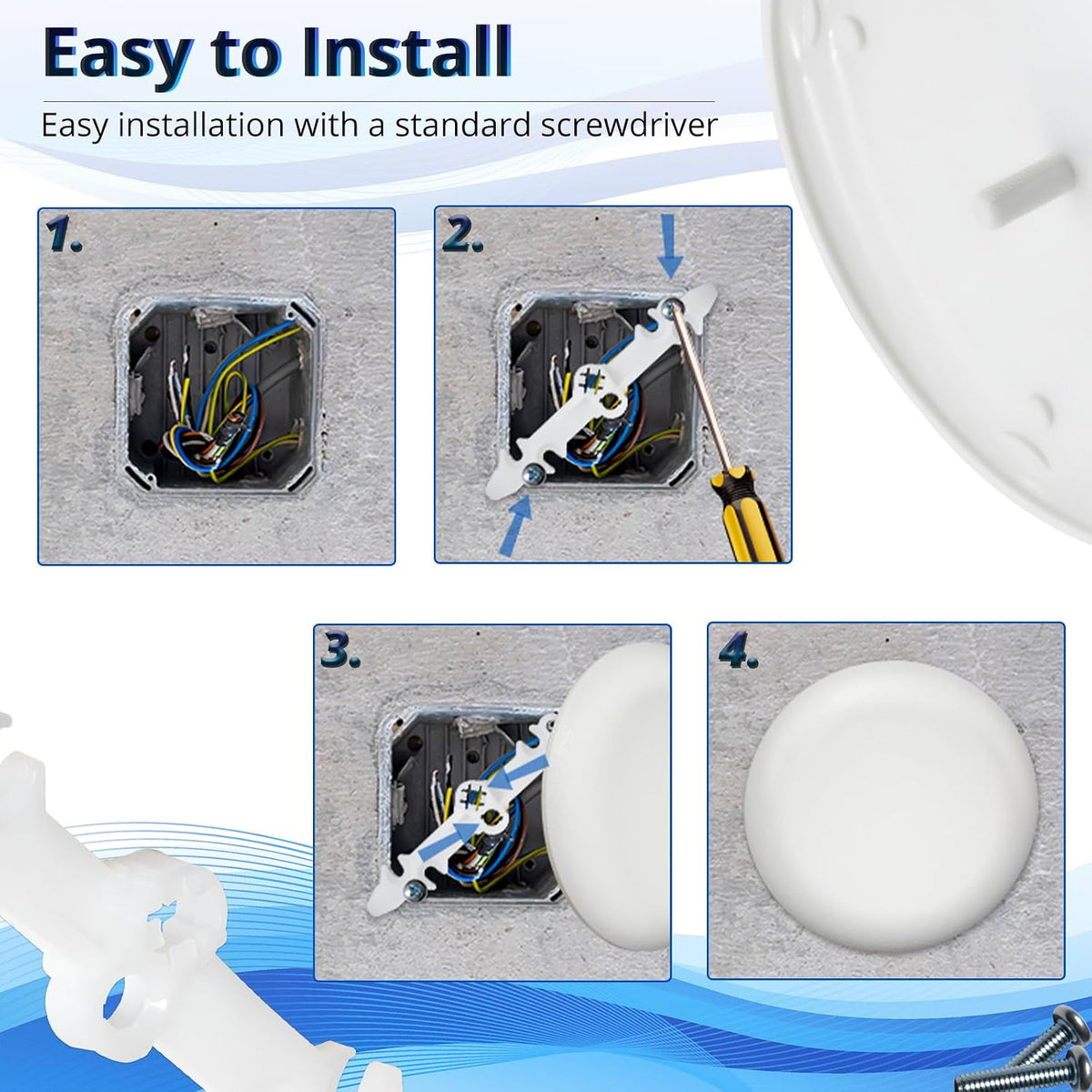 Installing a round ceiling box cover plate