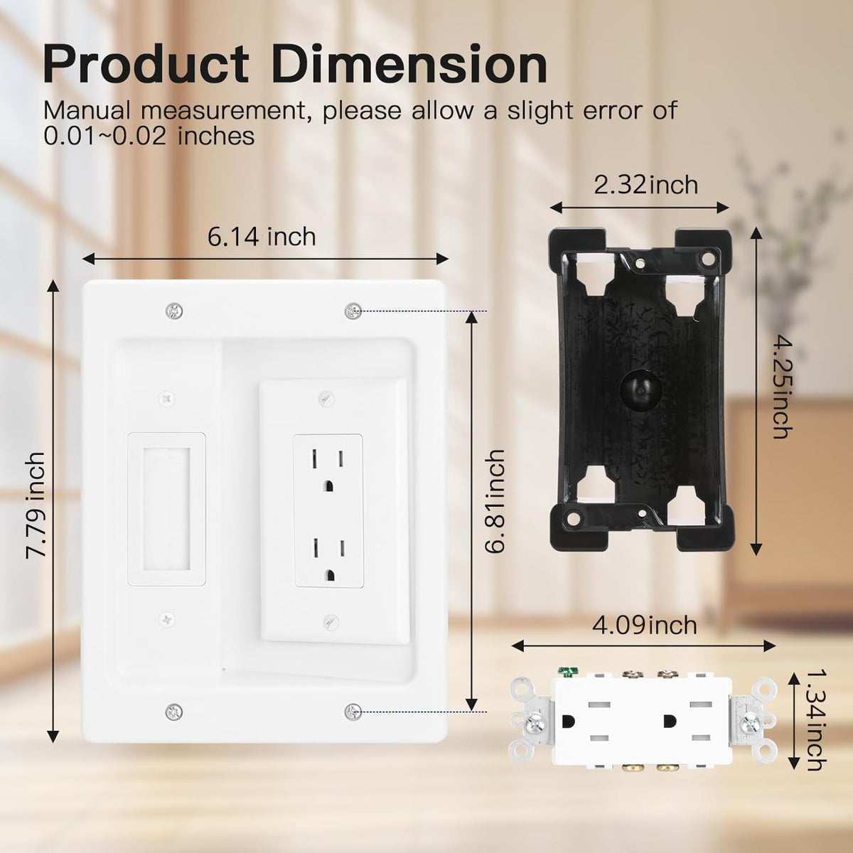 Wall cable concealer kit dimensions
