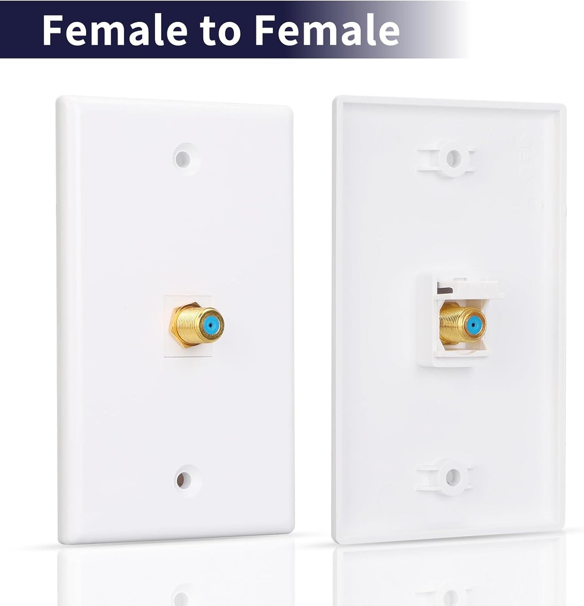White coaxial wall plate with female-to-female coupler