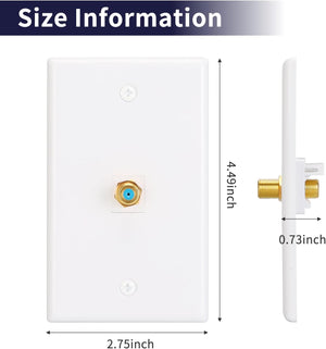 White one-port coaxial wall plate dimensions