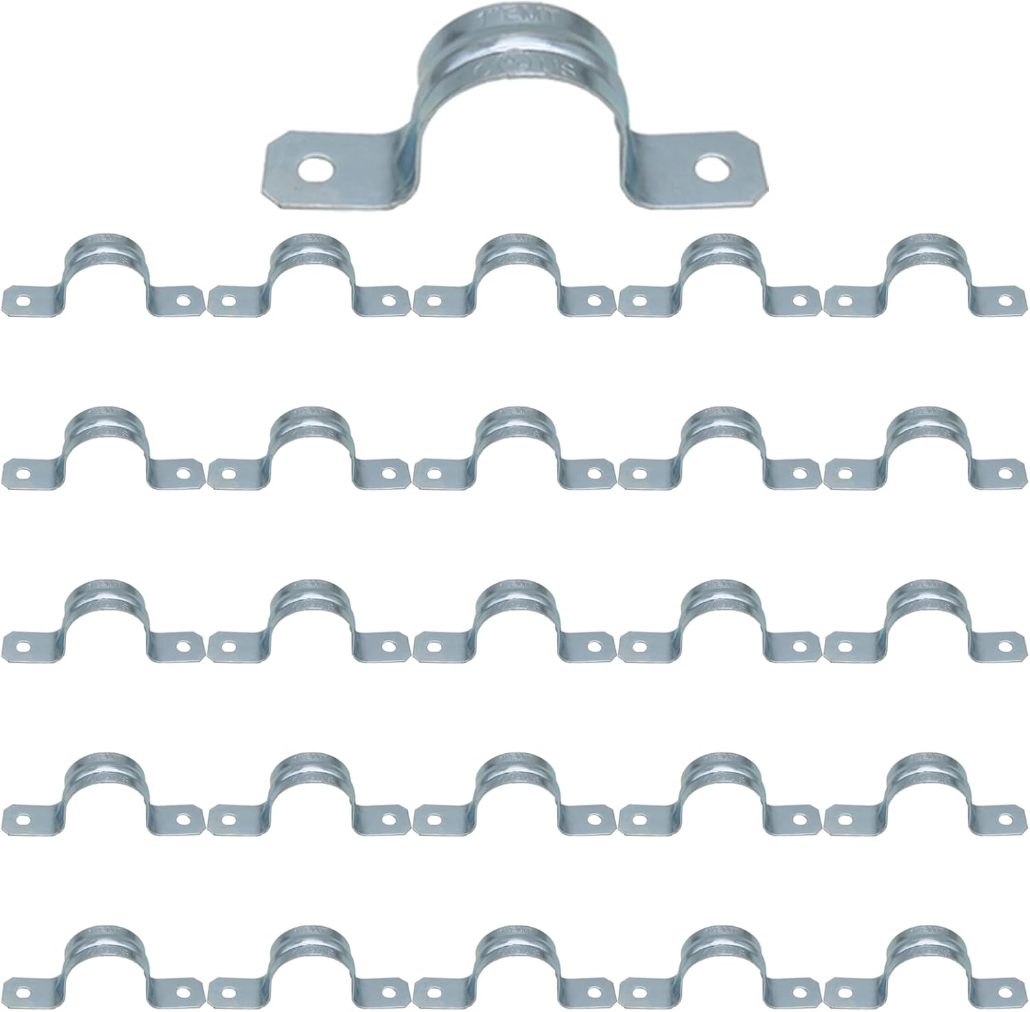 MAKERELE 1 inch zinc-plated steel two-hole EMT conduit strap, 25-pack