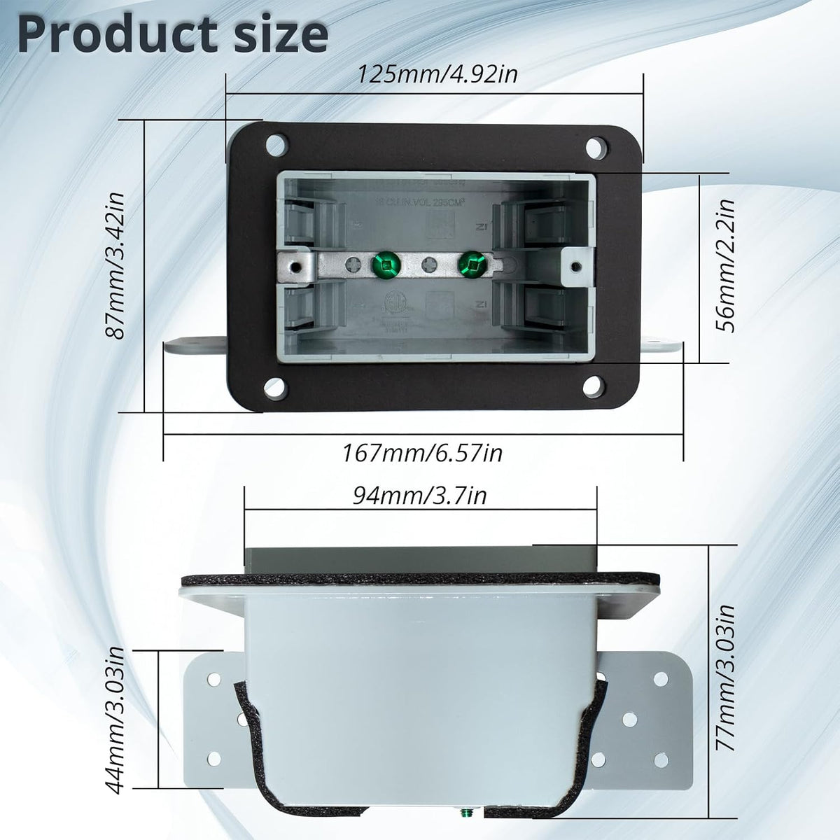MAKERELE 1-gang vapor barrier electrical box dimensions