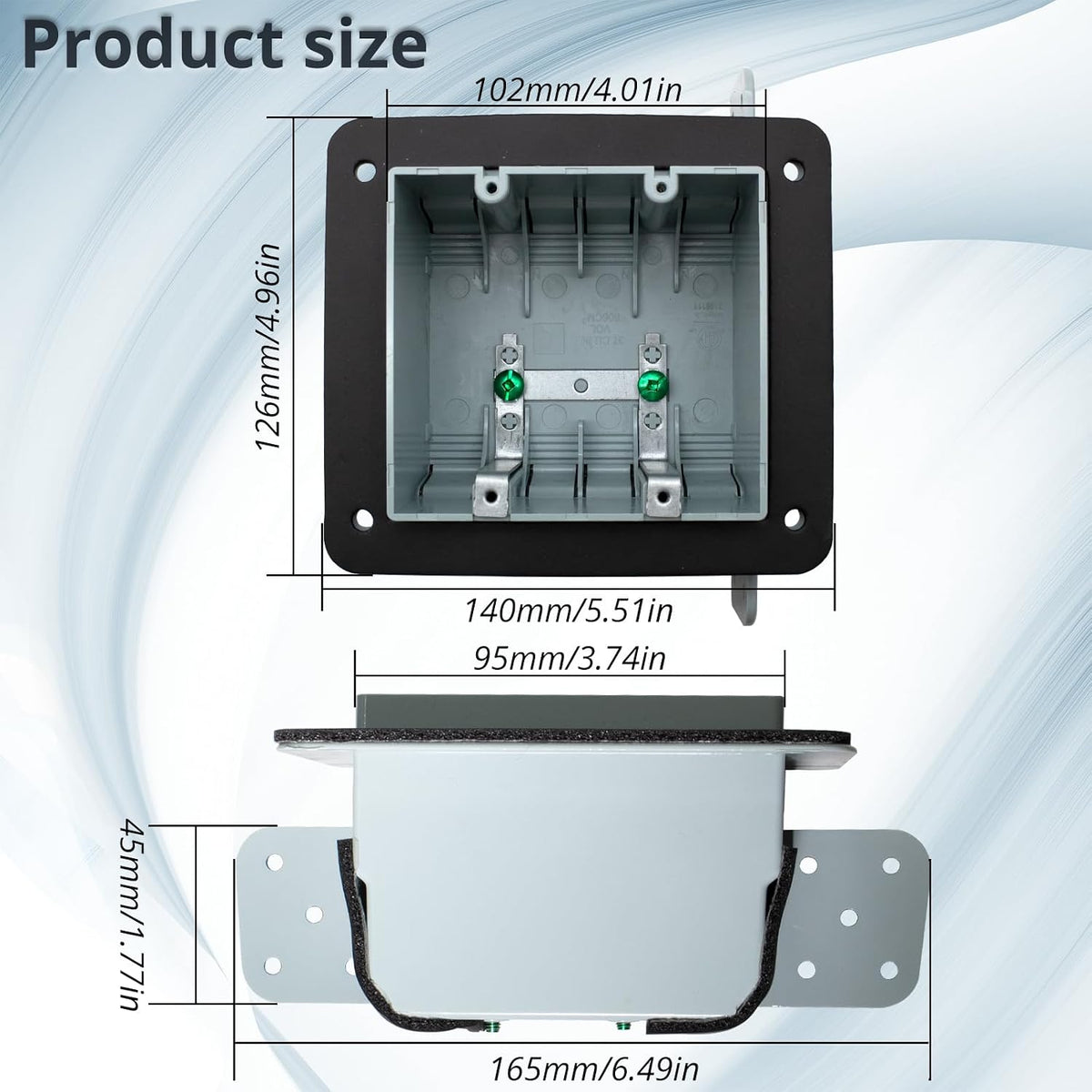 MAKERELE 2-gang vapor barrier electrical box dimensions